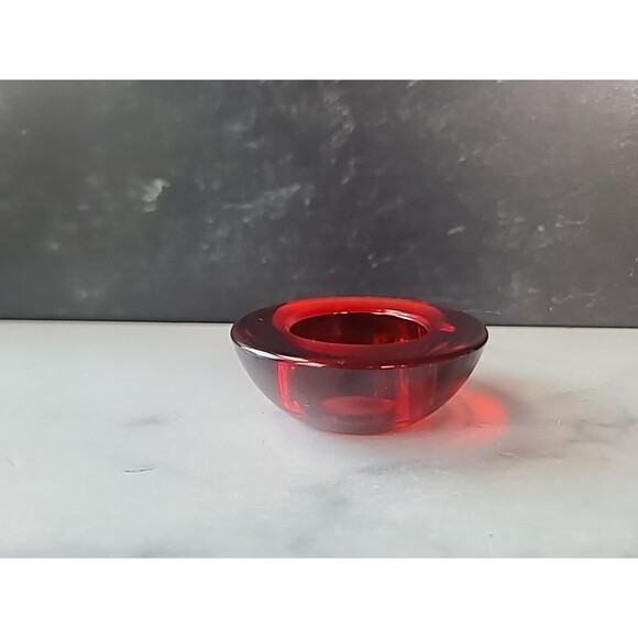 Vintage Red Glass Tea Light Candleholder - Picture 3 of 10
